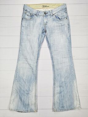 Fishbone Light Wash Straight Leg Jeans - Light Blue